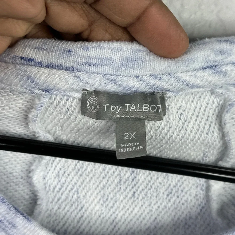 T By TALBOTS Shirt Womens 2X Blue White Popover Athletic Lounge Gym Workout Yoga